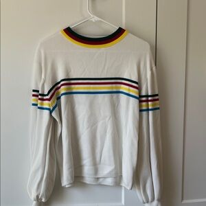 Paper Heart Ballon Sleeve Sweater in Striped Cream